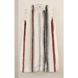 Elie Tahari White Multi Faux Fur Jill Vest
